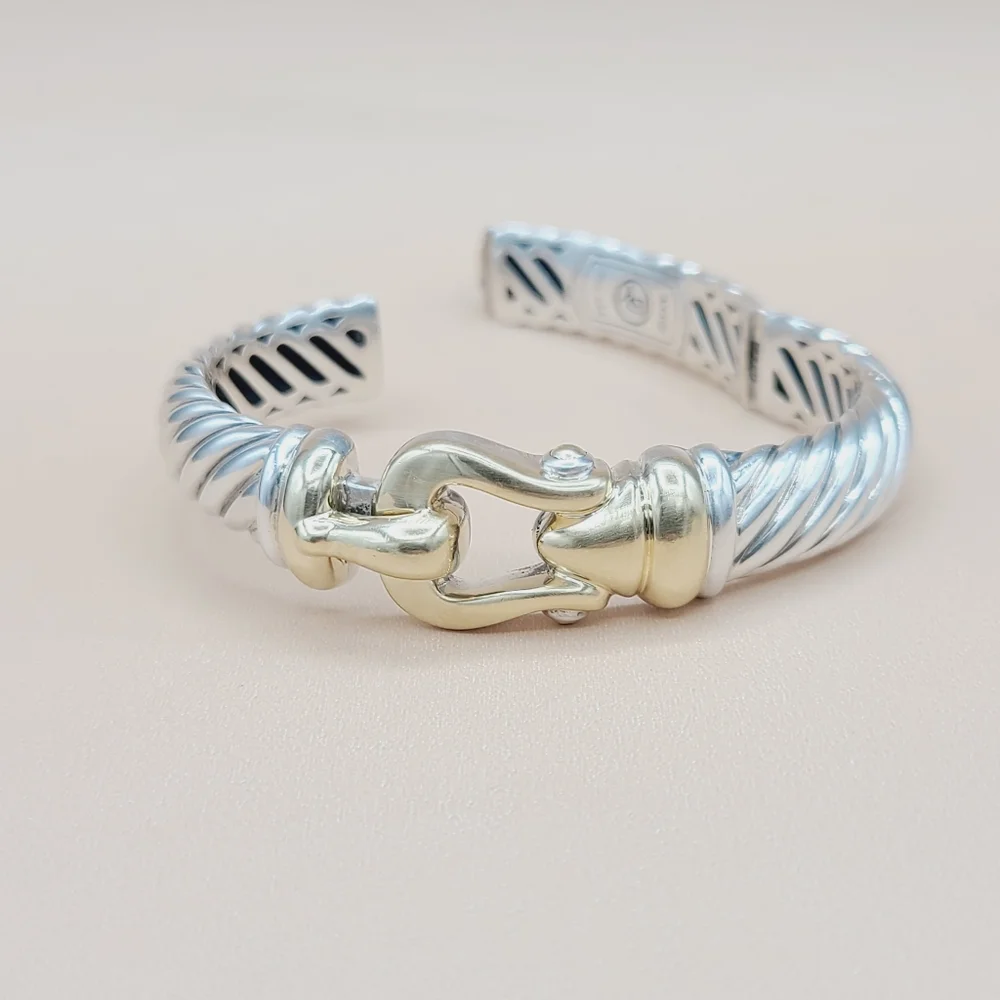 David Yurman 10mm Waverly Cable Bracelet With Gold - Picture 7 of 14